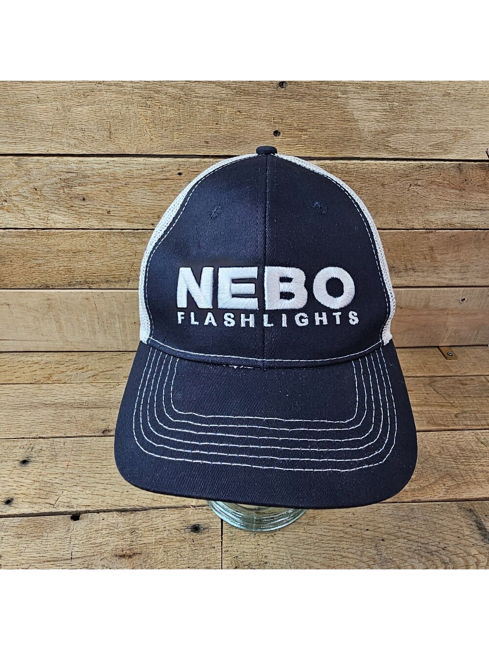 NEBO Flashlights Trucker Hat Snapback Mesh Cap Black White Adjustable USA